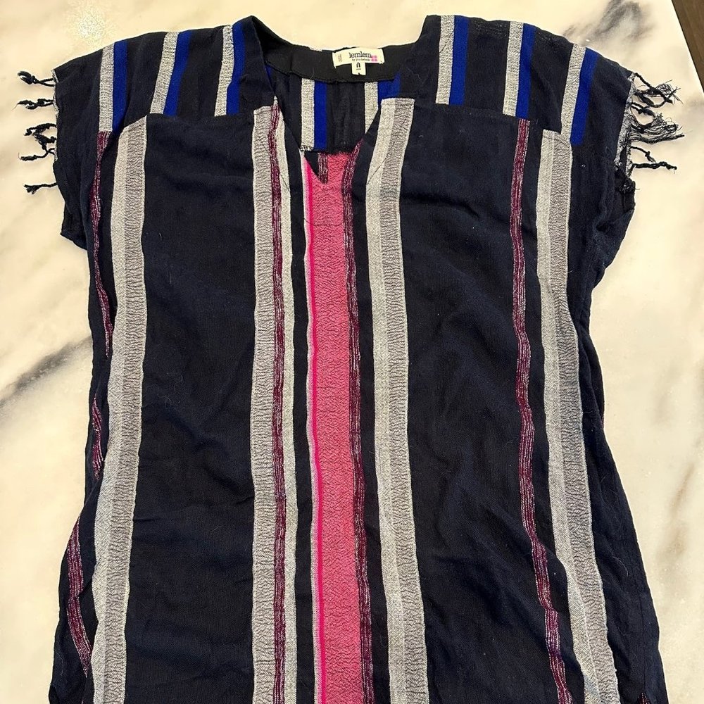 Lemlem Cover Up, Size small in Black, white, pink and blue